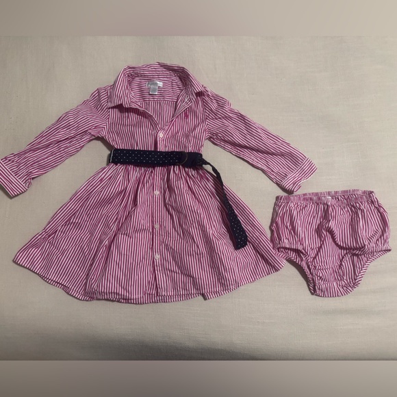 Ralph Lauren Other - Ralph Lauren Pink and White Striped Baby Dress